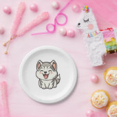 かわいいシベリアのハスキー犬 ペーパープレート (パーティー)