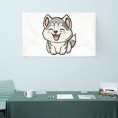 かわいいシベリアのハスキー犬 横断幕 (トレードショー)