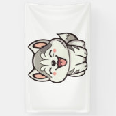 かわいいシベリアのハスキー犬 横断幕 (縦)