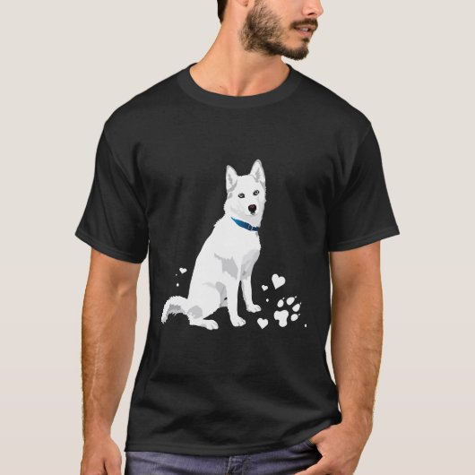 かわいいシベリアのハスキー甘い白い雪の犬 Tシャツ (正面)
