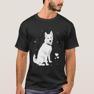 かわいいシベリアのハスキー甘い白い雪の犬 Tシャツ