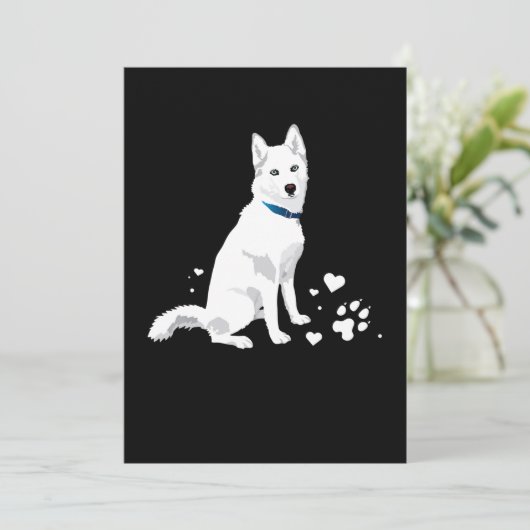 かわいいシベリアのハスキー – 甘い白い雪の犬 シーズンカード (スタンド正面)