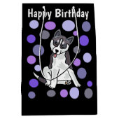 かわいいシベリアンハスキーの小犬の芸術 ミディアムペーパーバッグ (正面)