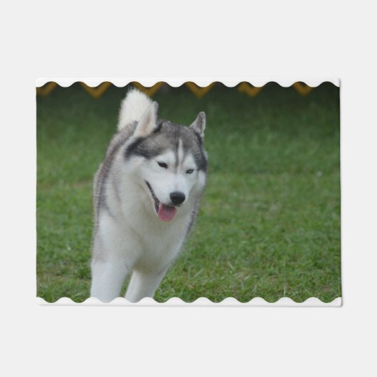 かわいいシベリアンハスキー ドアマット (正面)
