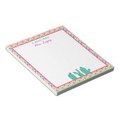 かわいいシボロンサボテンピンクの花先生 ノートパッド (アングル)