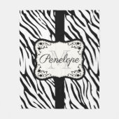 かわいいシマウマのプリント フリースブランケット (正面)