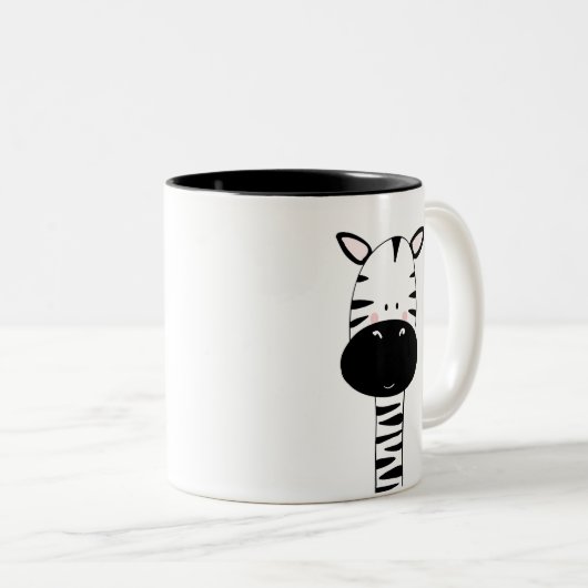 かわいいシマウマのマグの白黒動物のモダン ツートーンマグカップ (正面右)