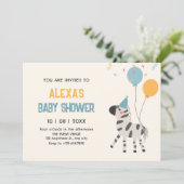 かわいいシマウマの風船 招待状 (スタンド正面)