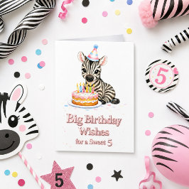 かわいいシマウマの5歳の誕生日カード カード