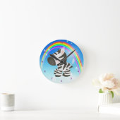 かわいいシマウマ及び虹の時計 ラウンド壁時計 (ホーム)