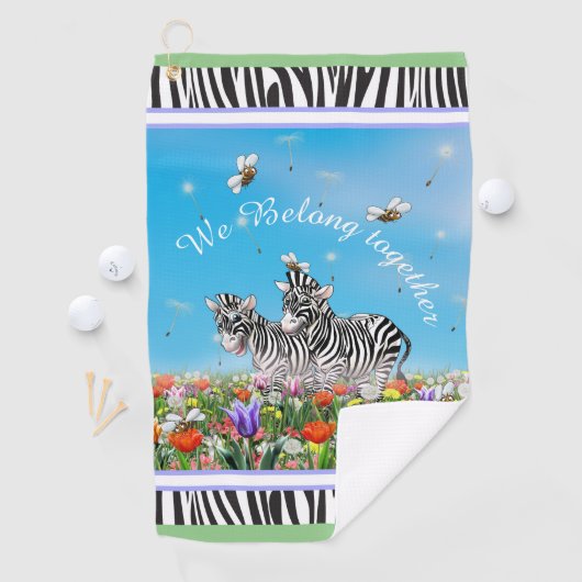 かわいいシマウマ2頭歩く一緒に夏 ゴルフタオル (インサイチュ)