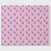 かわいいシマウマ ピンク ラッピングペーパー (フラット)