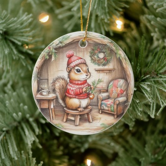 かわいいシマリス メッセージ入り クリスマス オーナメント (ツリー)