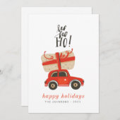 かわいいシモダンックなクリスマスプレゼント赤い車 シーズンカード (正面/裏面)