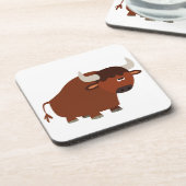 かわいいシャイな漫画のブル・コースター・セット コースター (左側)