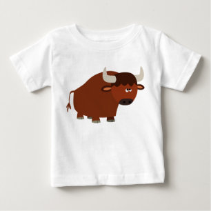 かわいいシャイカートゥーンブルベビーTシャツ ベビーTシャツ