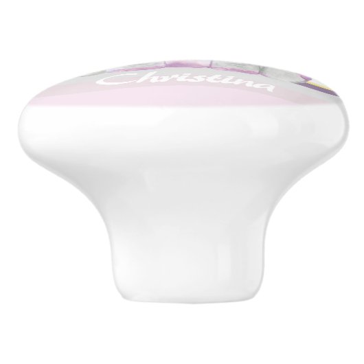 かわいいシャイベビーゾウの女の子ヒマワリ セラミックノブ (側面)