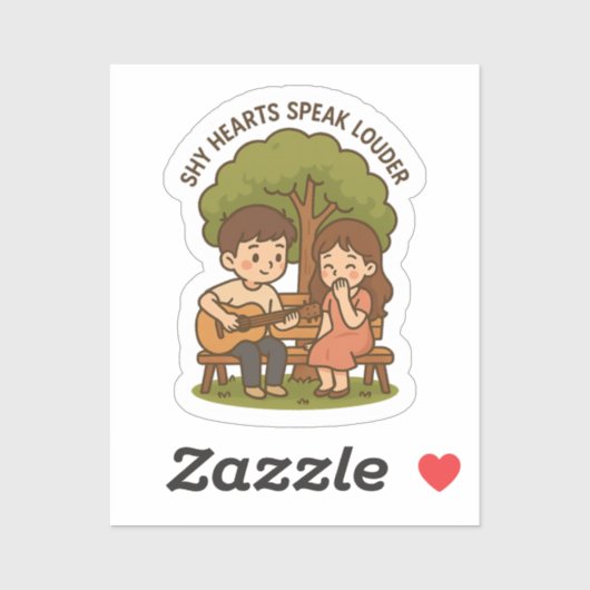 かわいいシャイラブギターカップル シール (シート)
