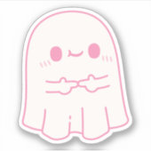 かわいいシャイ幽霊 シール (正面)