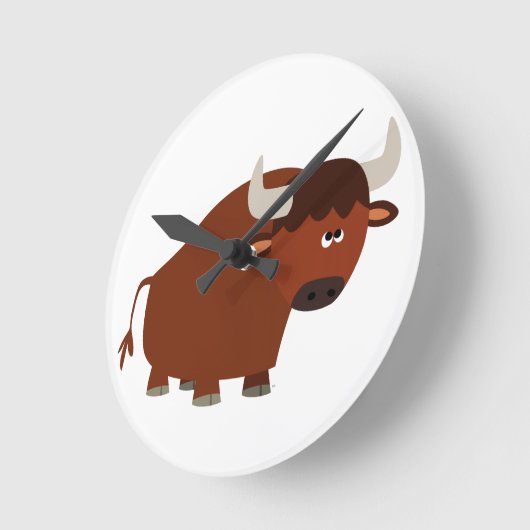 かわいいシャイ漫画のブルウォールクロック ラウンド壁時計 (傾斜)