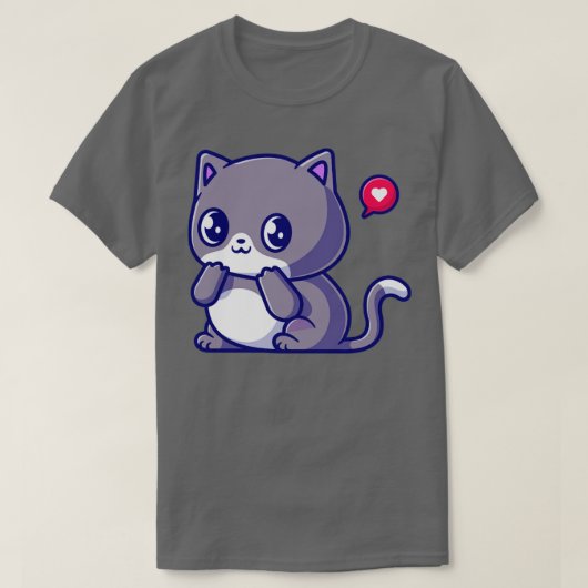 かわいいシャイ猫漫画 Tシャツ (デザイン正面)