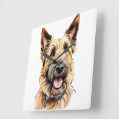 かわいいシャギーのバーガーPICARD DOG スクエア壁時計 (傾斜)