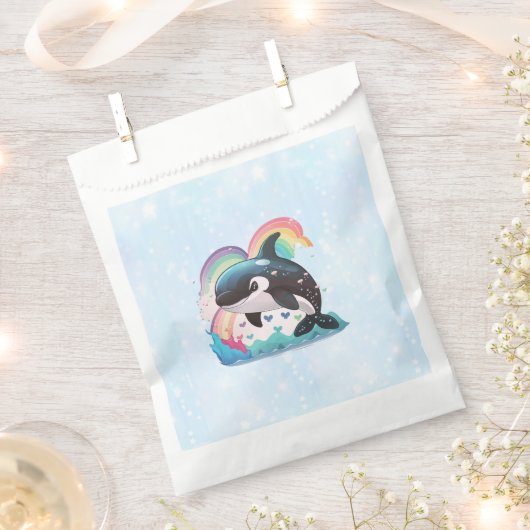 かわいいシャチ虹蝶々 フェイバーバッグ (クリップ留めされた状態)