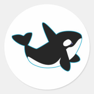 かわいいシャチ(シャチ) ラウンドシール
