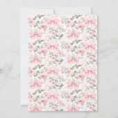 かわいいシャビーなシックなピンクの弓のベビーガールシャワー 招待状 (裏面)