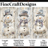 かわいいシャビーシックな雪だるまクールブルーAL7デクページ 薄葉紙