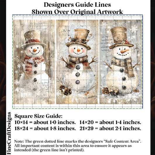 かわいいシャビーシックな雪だるまベージュAL8デクページ 薄葉紙