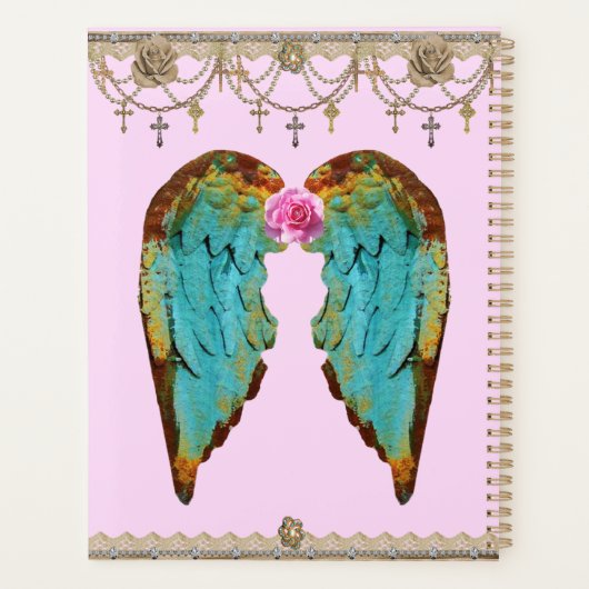 かわいいシャビーシックヨークシャーテリアエンジェルパピードッグ プランナー手帳 (裏面)