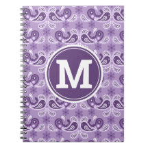 かわいいシャビーシック紫と白のペイズリーモノグラム