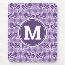 かわいいシャビーシック紫と白のペイズリーモノグラム