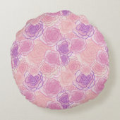 かわいいシャビーピンクのバラパーソナライズされたズモノグラム ラウンドクッション (裏面)