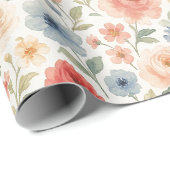 かわいいシャビーフランスのシックフローラアートパターン ラッピングペーパー (ロールコーナー)
