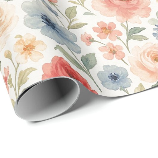 かわいいシャビーフランスのシックフローラアートパターン ラッピングペーパー (ロールコーナー)