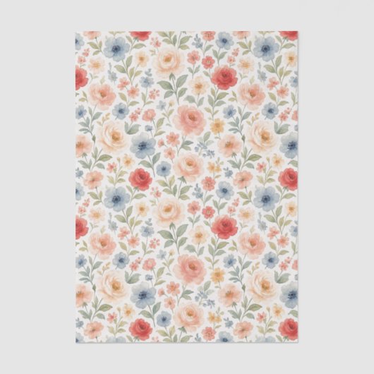 かわいいシャビーフランスのシックフローラアートパターン 薄葉紙 (正面)