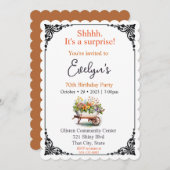 かわいいシャベルサプライズ誕生日 招待状 (正面/裏面)