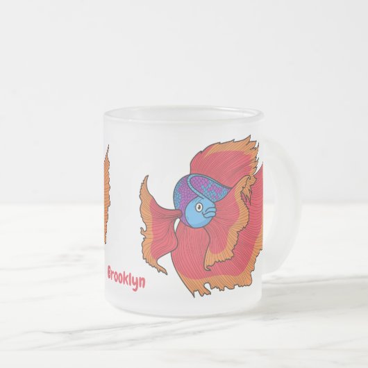 かわいいシャムの戦う魚betta漫画 フロストグラスマグカップ (正面右)