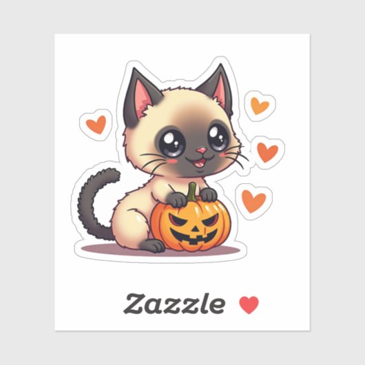 かわいいシャムネコの子猫 - ハロウィンチビ シール (シート)