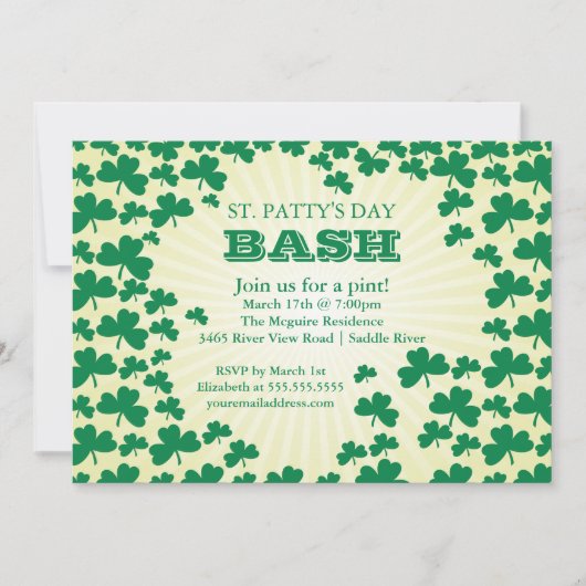 かわいいシャムロックのセントパトリックデーのパーティー招待状 招待状 (正面)