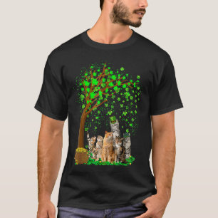かわいいシャムロックツリーキャッツラッキーコインポットアイリッシュセントパ Tシャツ