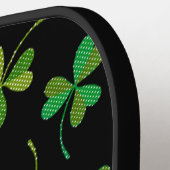 かわいいシャムロックパターングリーンとブラック名前をカスタムする ピックルボールラケット (左詳細)