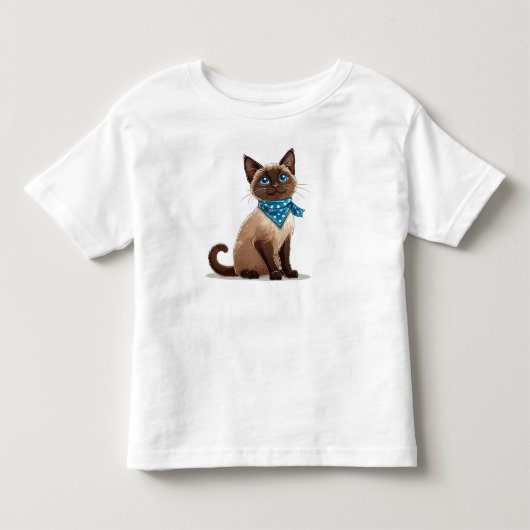 かわいいシャム猫のキャラクター トドラーTシャツ (正面)