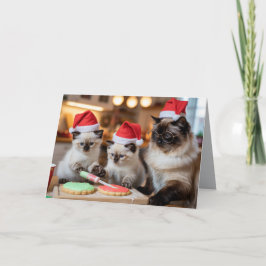 かわいいシャム猫のクリスマスクッキーカード カード