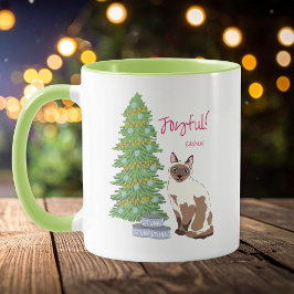 かわいいシャム猫のクリスマストゥーナ マグカップ