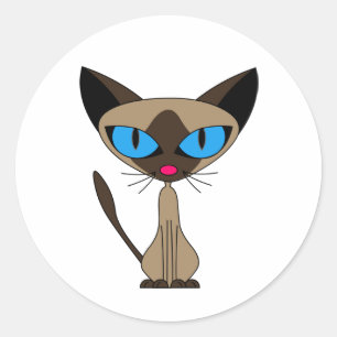 かわいいシャム猫のシール ラウンドシール