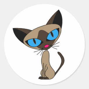 かわいいシャム猫のシール ラウンドシール