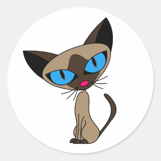 かわいいシャム猫のシール ラウンドシール (正面)